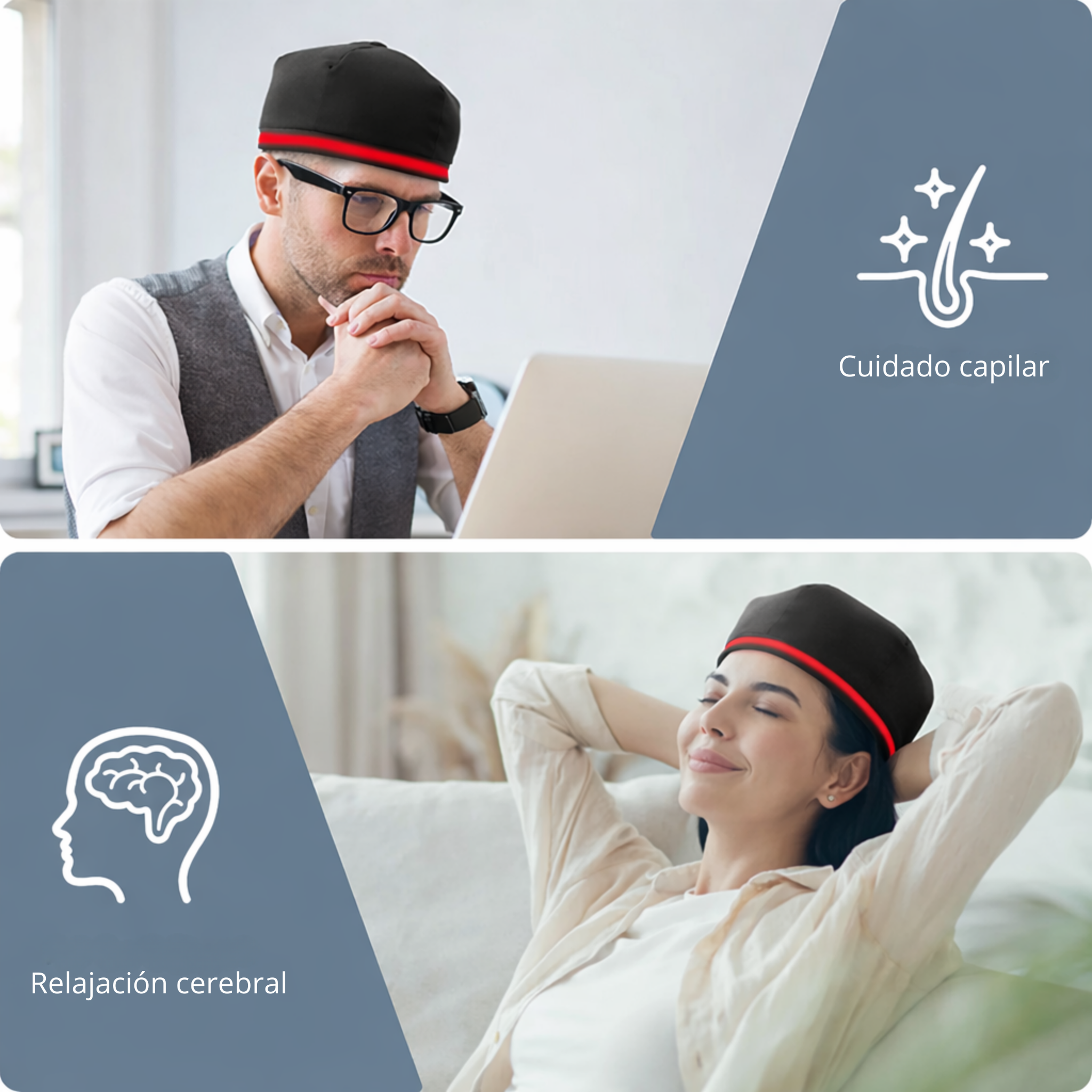 Gorro de terapia de luz roja, gorro de tratamiento LED de infrarrojo cercano para el crecimiento del cabello, relajación de la cabeza, alivio del cuero cabelludo, dispositivo de prevención de pérdida